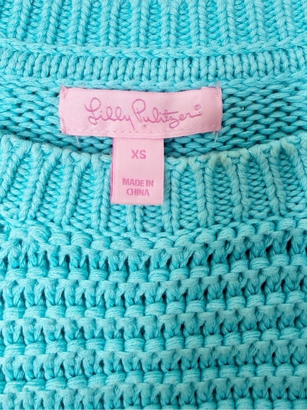 LILLY PULITZER Blue Blythe Chevron Pointelle Knit Pullover Sweater Sz. XS - Picture 3 of 4